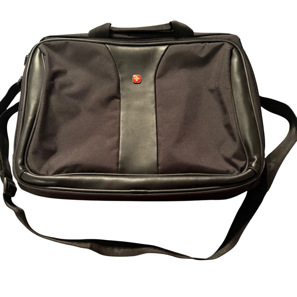 Wenger SwissGear Black Laptop Messenger Bag Briefcase Travel Shoulder Strap